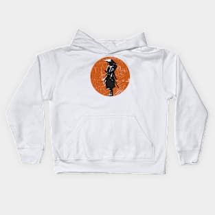 Samurai Warrior in Orange Kids Hoodie